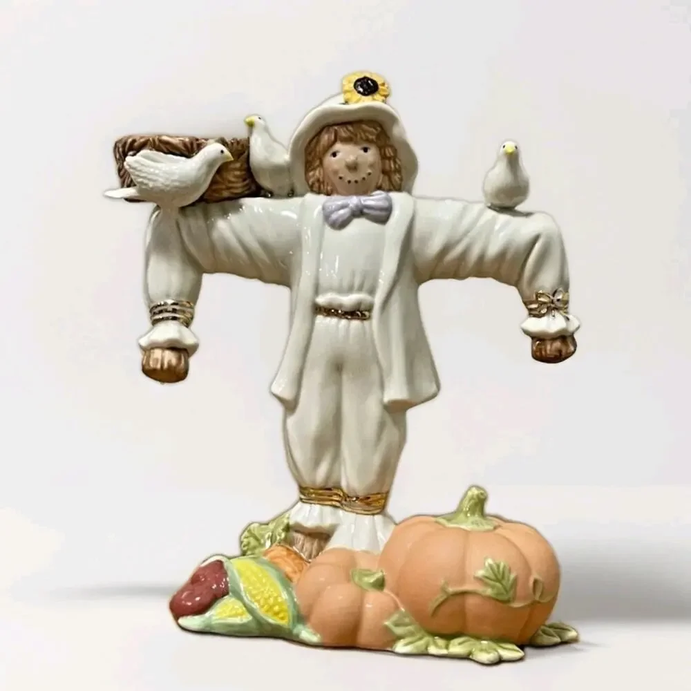 Lenox Occasions Scarecrow Candle Stand Porcelain Set of 2 New in Original Boxes